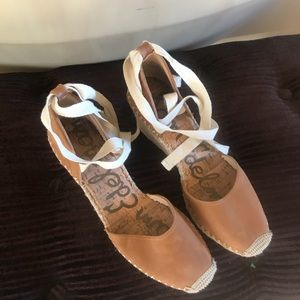 SAM EDELMAN tan suede espadrille sz 10 Like New